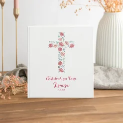 Gästebuch Taufe "Kreuz mit Blumen"