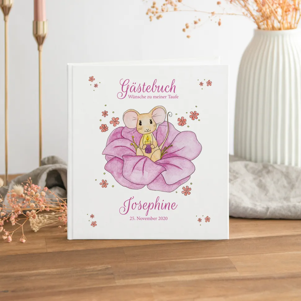 Gästebuch Taufe "Mädchen Blütenmaus"