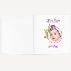 Gästebuch Taufe "Mädchen mit Foto und Häschen"