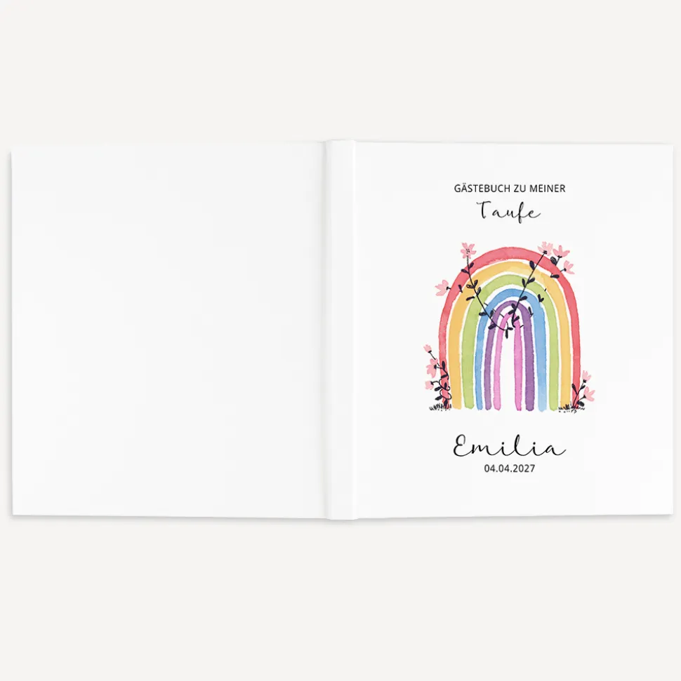 Gästebuch Taufe "Regenbogen Vintage"