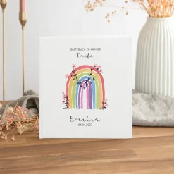 Gästebuch Taufe "Regenbogen Vintage"