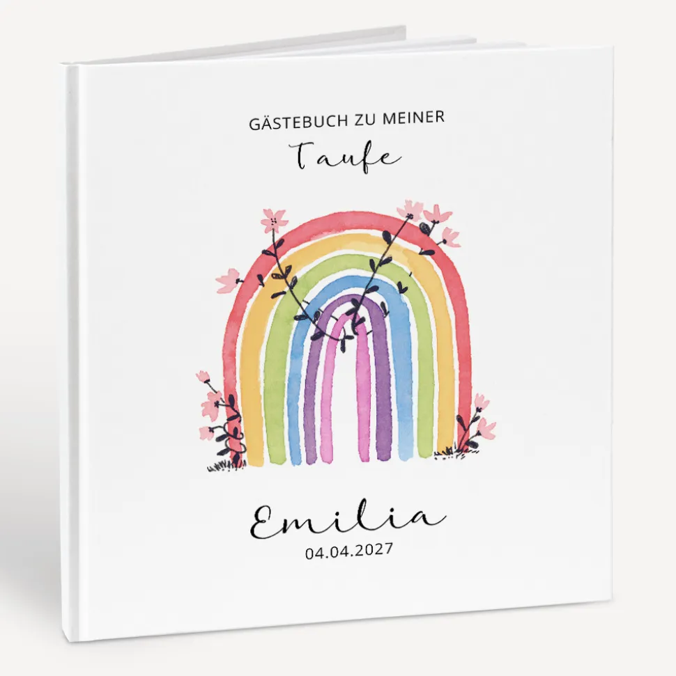 Gästebuch Taufe "Regenbogen Vintage"