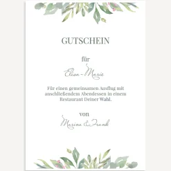 Gutschein Vorlage zum Ausdrucken "Green Romance"