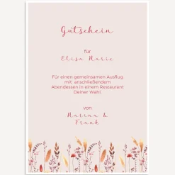 Gutschein Vorlage zum Ausdrucken "Trockenblumen Herbst"