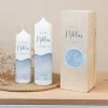 Kerzenbox Holz "Aquarell mit Taube blau"