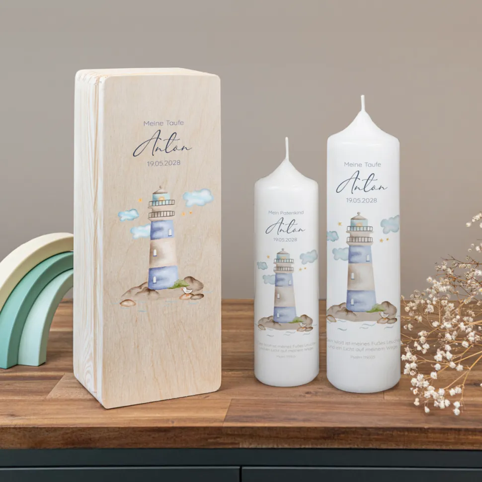 Kerzenbox Holz "Leuchtturm"