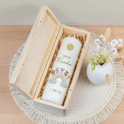 Kerzenbox Holz "Liluna Tiere mit Regenbogen"