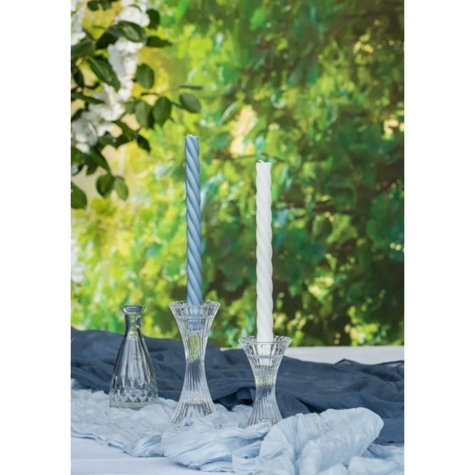 Kerzenhalter Glas Facetten "2 in 1" 7 x 16,5 cm