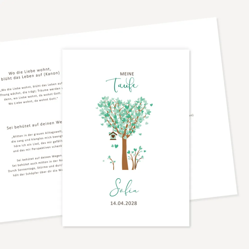 Kirchenheft Taufe "Baum Herzen"