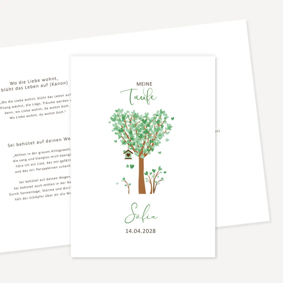 Kirchenheft Taufe "Baum Herzen"