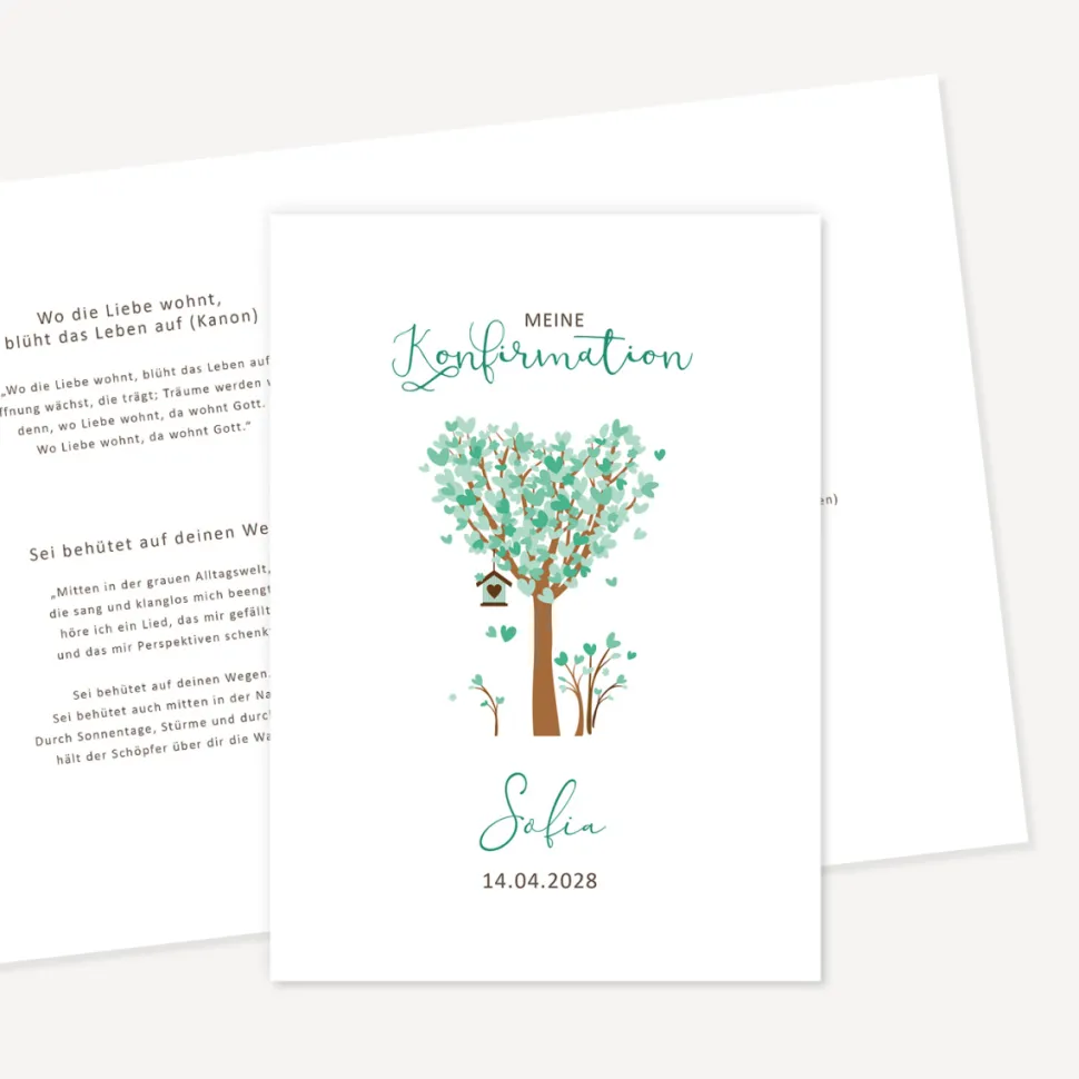 Kirchenheft Taufe "Baum Herzen"