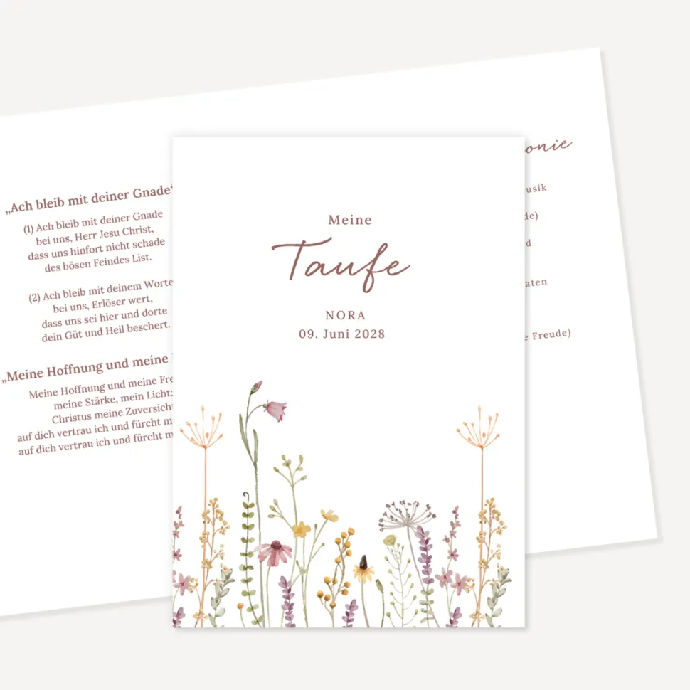 Kirchenheft Taufe "Wildromantische Blüten"