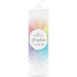 Kommunionkerze Regenbogen Kreis modern