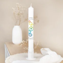 Kommunionkerze Regenbogen Symbole schmal