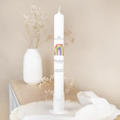 Kommunionkerze Regenbogen Vintage schmal