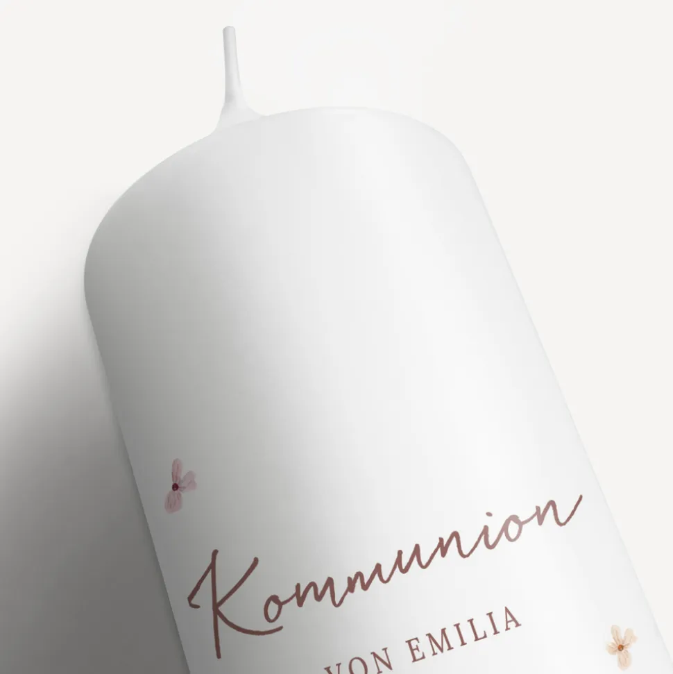 Kommunionkerze Wildromantische Blüten