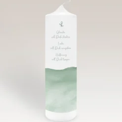 Konfirmationskerze Aquarell mit Zweig grün