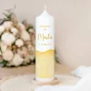 Konfirmationskerze Aquarell mit Engel gold-gelb