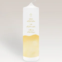 Konfirmationskerze Aquarell mit Engel gold-gelb