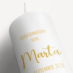 Konfirmationskerze Aquarell mit Engel gold-gelb