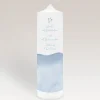 Konfirmationskerze Aquarell mit Taube blau