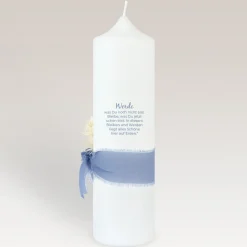 Konfirmationskerze Blütenkranz blau
