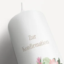 Konfirmationskerze Floraler Kranz Aquarell