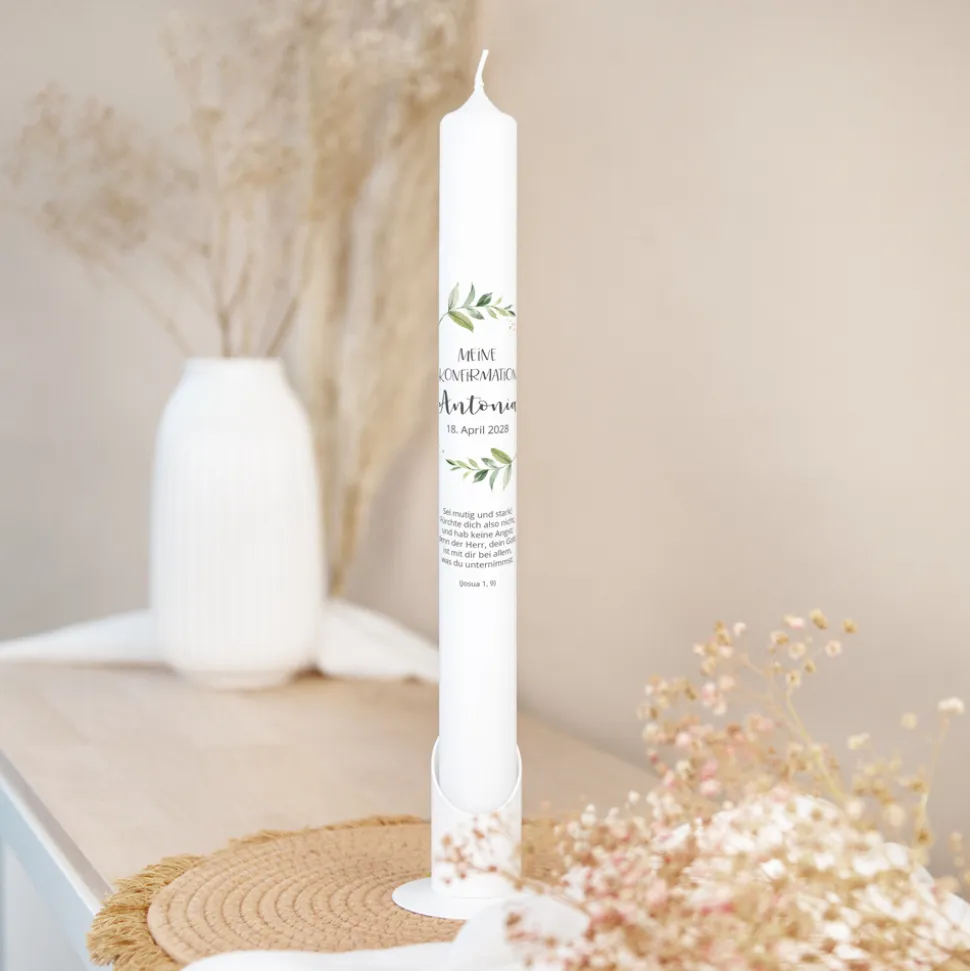 Konfirmationskerze Green Magic schmal