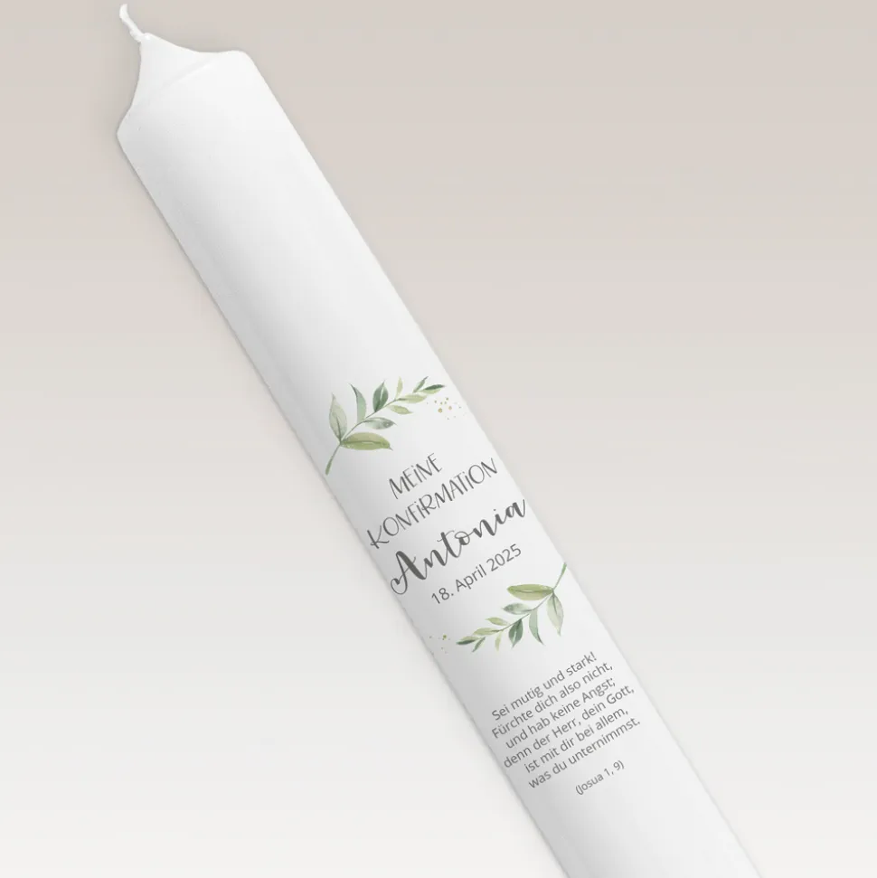 Konfirmationskerze Green Magic schmal