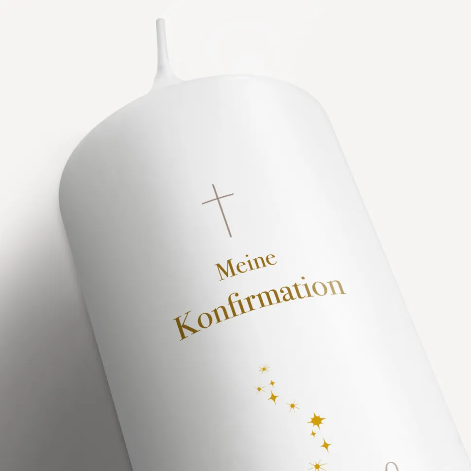 Konfirmationskerze Hände mit Sternenzauber