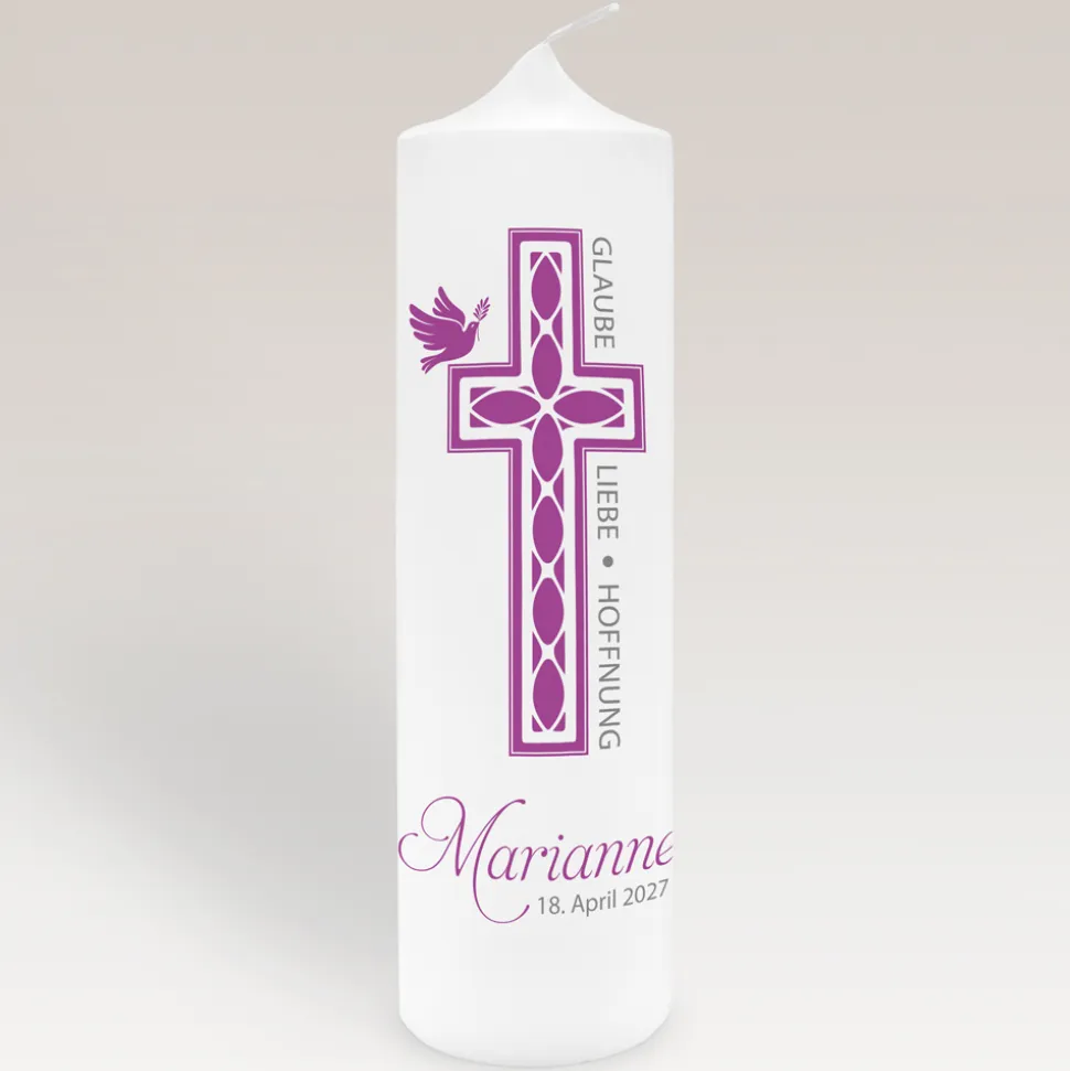 Konfirmationskerze Kreuz Mädchen
