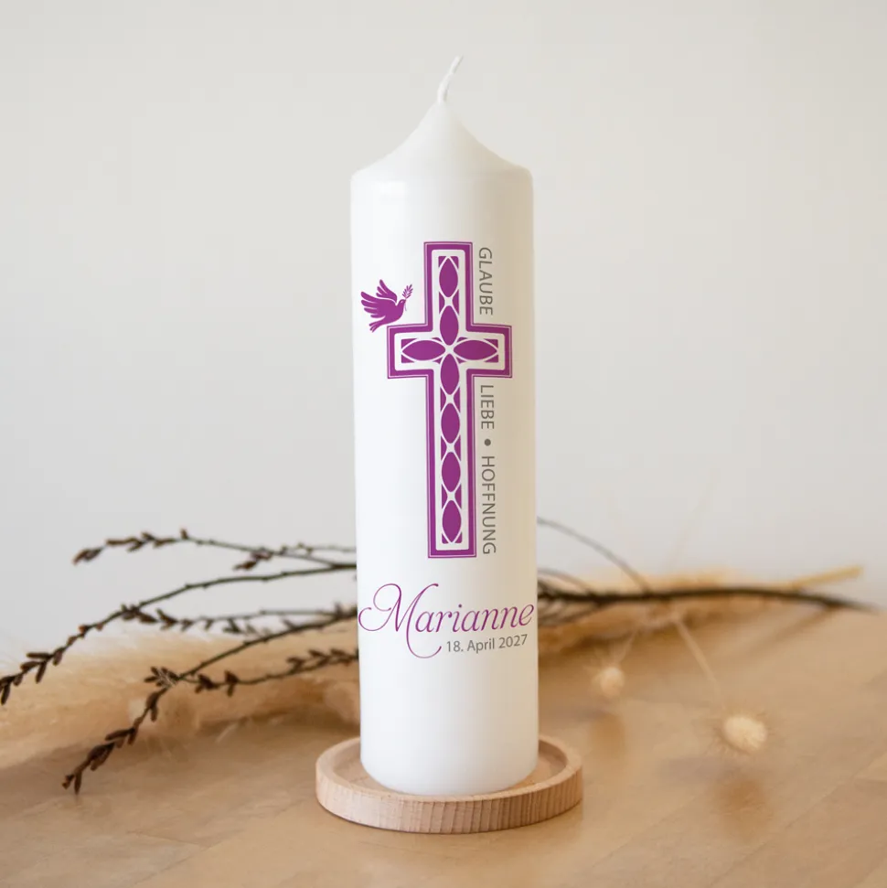 Konfirmationskerze Kreuz Mädchen