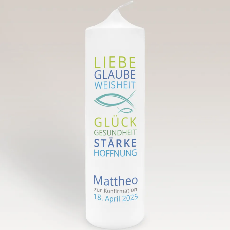 Konfirmationskerze Liebe Glaube Weisheit Junge