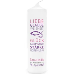 Konfirmationskerze Liebe Glaube Weisheit Mädchen