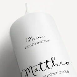 Konfirmationskerze Minimalistisch mit Juteband