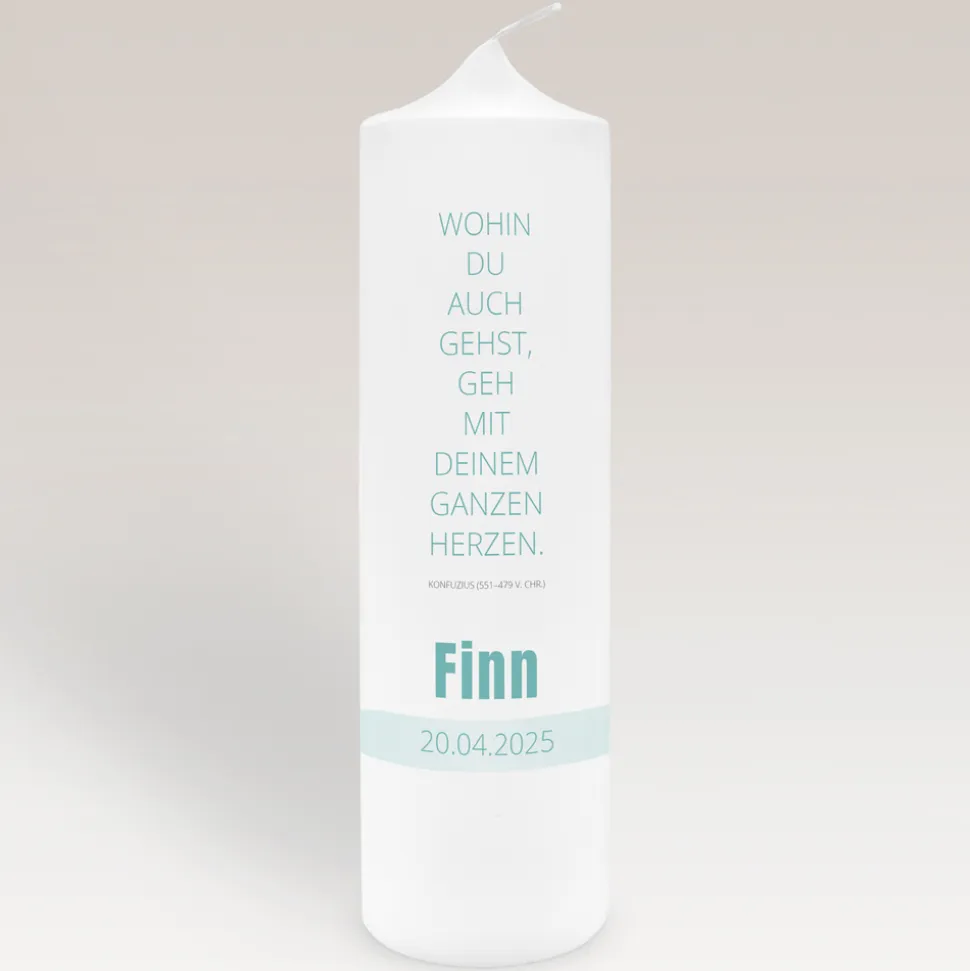 Konfirmationskerze mit Spruch Junge