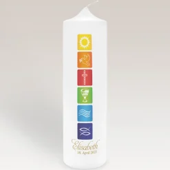 Konfirmationskerze Regenbogen Symbole klassisch