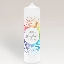 Konfirmationskerze Regenbogen Kreis modern