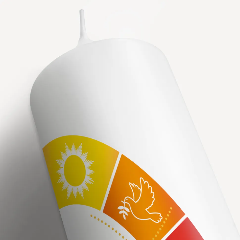 Konfirmationskerze Regenbogen modern