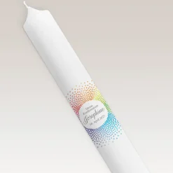 Konfirmationskerze Regenbogen Kreis modern schmal