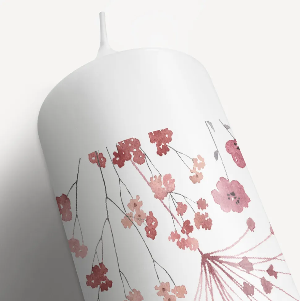 Konfirmationskerze Trockenblumen Blush