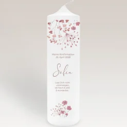 Konfirmationskerze Trockenblumen Blush