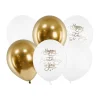 Luftballons Happy Birthday weiß-gold Mix 6 Stück