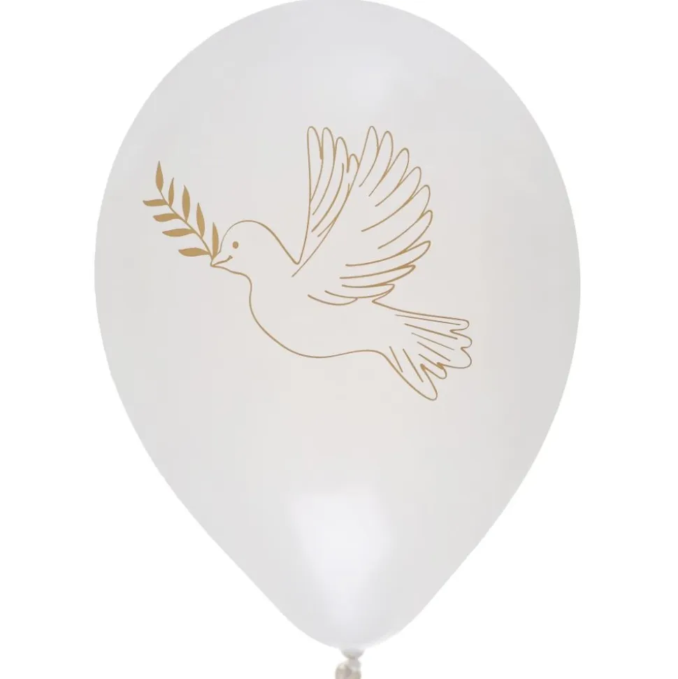 Luftballons Taube weiß gold 8 Stück