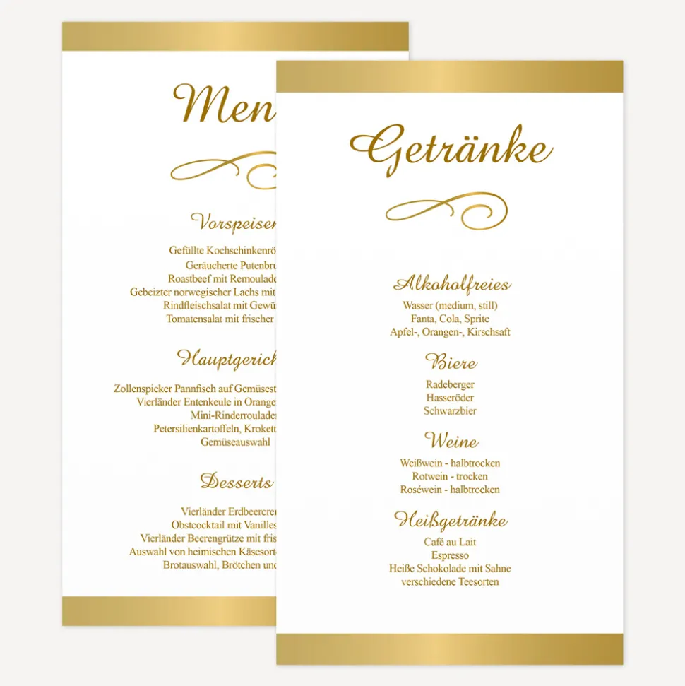 Menükarte "Gold"