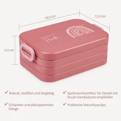 Mepal Bento Lunchbox midi Brotdose Kinder "Regenbogen mit Herzen Pastell"