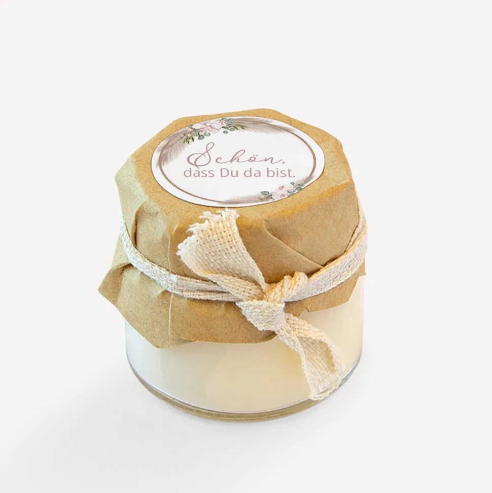Mini Duftkerze mit Aufkleber "Boho Pampas"