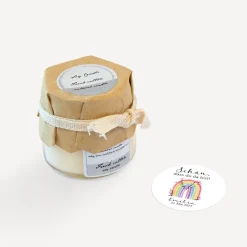 Mini Duftkerze mit Aufkleber "Regenbogen Vintage"