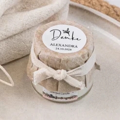 Mini Duftkerze mit Aufkleber "Kalligrafie"