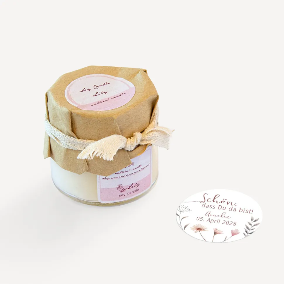 Mini Duftkerze mit Aufkleber "Wild Flowers"